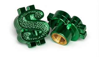 Valve Cap MONEY SIGN - Green, A/V (sold individually)