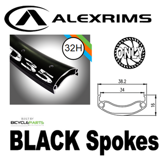 WHEEL - 27.5/650B Alex MD35 32H P/j Black Rim,  8/11 Speed Q/R (141mm OLD) 6 Bolt Disc Sealed Novatec Black Hub, BLACK Spokes