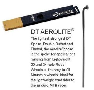 SPOKES - DT Aerolite Spoke, 294mm, BLACK (Sold Individually) - BLADED (14G (2mm) Hook & Thread, 0.9 x 2.3mm Profile), J Hook, Stainless Steel