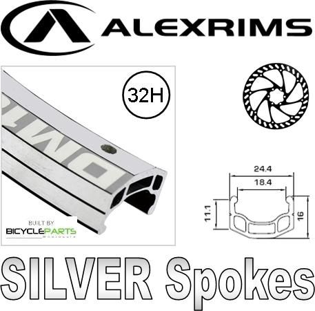 WHEEL - 700c Alex DM18 D/w 32H A/v Eyeletted M/e Silver Rim, FRONT Q/R (100mm OLD) Centerlock Disc Sealed Novatec Black Hub, Mach1 SILVER Spokes