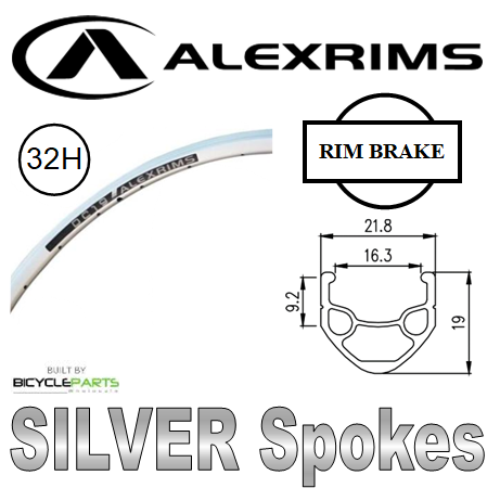 WHEEL - 700C Alex DC19 32H P/j Silver Rim,  FRONT TRACK 3/8 Nutted (100mm OLD) Sealed Novatec Silver Hub, SILVER Spokes