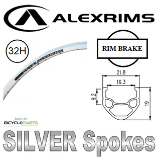 WHEEL - 700C Alex DC19 32H P/j Silver Rim,  FRONT TRACK 3/8 Nutted (100mm OLD) Sealed Novatec Silver Hub, SILVER Spokes