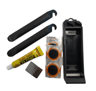 Puncture Repair Kit - 5 Patches, Rubber Solution, Sandpaper & 2 Nylon Tyre Levers