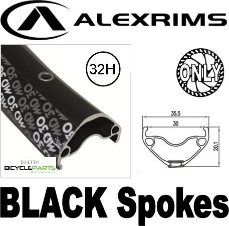 WHEEL - 29er Alex MD30 32H P/j Black Rim,  8/11 Speed Q/R (141mm OLD) 6 Bolt Disc Sealed Novatec Black Hub, BLACK Spokes