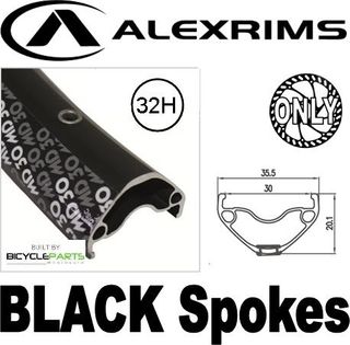 WHEEL - 29er Alex MD30 32H P/j Black Rim,  8/11 Speed Q/R (141mm OLD) 6 Bolt Disc Sealed Novatec Black Hub, BLACK Spokes