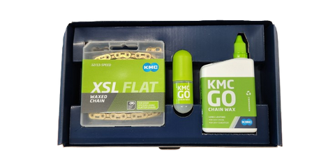 KMC GO Waxed Limited Edition Box | XSL Flat 12/13 Speed Ti-N Gold Chain | 150ml + 15ml Wax