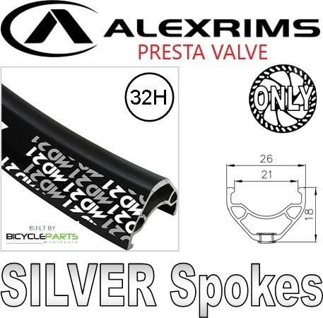 WHEEL - 29er Alex MD21 32H P/j Black Rim,  FRONT Q/R (100mm OLD) Centerlock Disc Sealed Novatec Black Hub,  Mach 1 SILVER Spokes