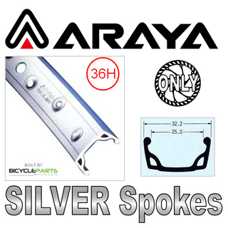 WHEEL - 18" Araya 7X S/w 36H M/e Silver Rim, FRONT Q/R (100mm OLD) 6 Bolt Disc Loose Ball Joytech Black Hub, Mach1 SILVER Spokes