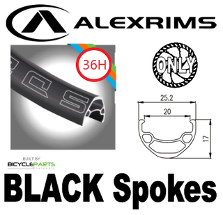 WHEEL - 29er Alex SD20 36H P/j Black Rim,  FRONT Q/R (100mm OLD) 6 Bolt Disc Loose Ball Joytech Black Hub, BLACK Spokes