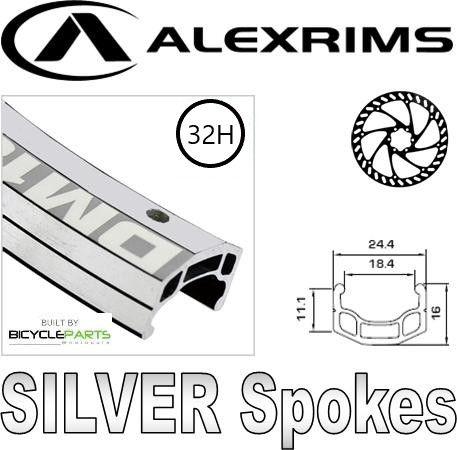 WHEEL - 700c Alex DM18 32H Silver Rim,  8/10 SPEED Q/R (130mm OLD) Loose Ball Joytech Black Hub, SILVER Spokes