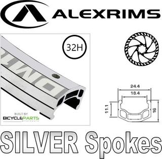 WHEEL - 700c Alex DM18 32H Silver Rim,  8/10 SPEED Q/R (130mm OLD) Loose Ball Joytech Black Hub, SILVER Spokes
