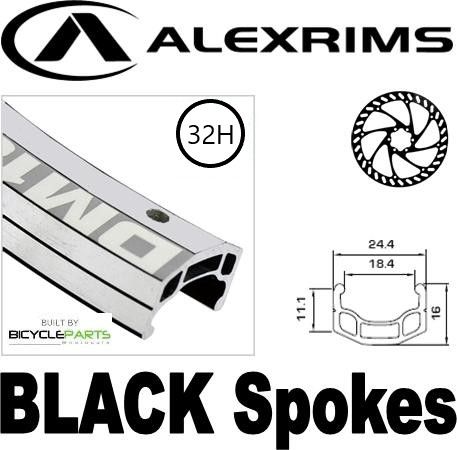 WHEEL - 700c Alex DM18 32H Silver Rim,  8/10 SPEED Q/R (130mm OLD) Loose Ball Joytech Black Hub, BLACK Spokes