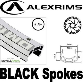 WHEEL - 700c Alex DM18 32H Silver Rim,  8/10 SPEED Q/R (130mm OLD) Loose Ball Joytech Black Hub, BLACK Spokes