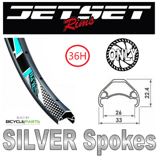 WHEEL - 29er Jetset HC-E331 36H P/j Matt Black Rim,  FRONT Q/R (100mm OLD) 6 Bolt Disc Sealed Novatec Black Hub, SILVER Spokes