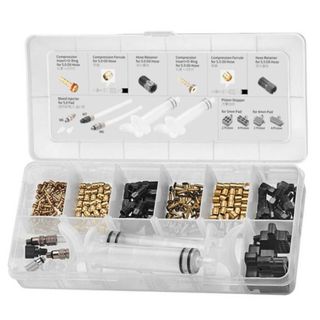 "NEW" - Tektro. HYDRAULIC, workshop service kit; syringe x 2 , hose retainer x 25, compression ferrules x 50, brass inserts with O-ring x 50, stop block x 1