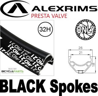WHEEL - 29er Alex MD21 32H P/j Black Rim,  8/11 SPEED 12mm T/A (148mm OLD) Centerlock Disc Sealed Novatec BOOST Black Hub, BLAKC Spokes