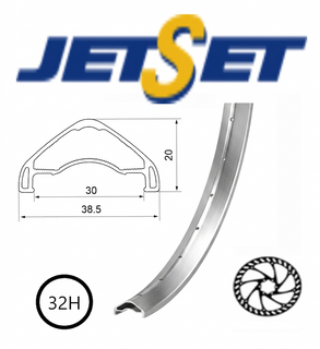 "NEW" - RIM 27.5/650B x 30mm - JETSET AM-30HO+ 32H - (584 x 30) - Presta Valve - Disc Brake - D/W - Tubeless Ready - POLISHED SILVER - Welded Join - ARCOS system - Quality Jetset rim made in Taiwan