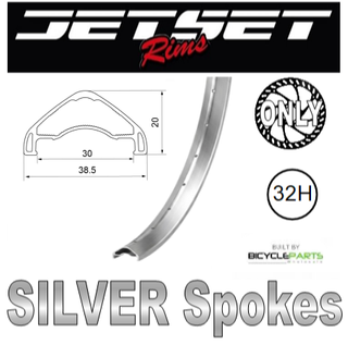 WHEEL - 29er Jetset AM-30HO+ ARCOS 32H W/j Polished Silver Rim,  8/11 SPEED 12mm T/A (148mm OLD) 6 Bolt Disc Sealed Novatec (E440 Hub Body) Boost Alloy Axle & Freehub Body Black Hub, SILVER Spokes