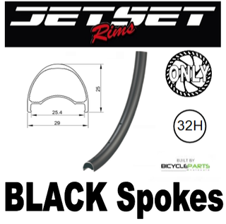 WHEEL - 29er Jetset AR-25 ARCOS 32H S/j Black Rim,  8/11 SPEED 12mm T/A (142mm OLD) 6 Bolt Disc Sealed Novatec Black Hub, BLACK Spokes