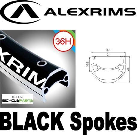 WHEEL - 29er Alex DM21 36H Black Rim,  FRONT TRACK 3/8" Nutted (100mm OLD) Sealed Sturmey Silver Hub, BLACK Spokes