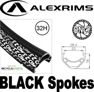 WHEEL - 27.5 / 650B Alex MD23 32H Black Rim,  8/11 SPEED 12mm T/A (142mm OLD) Centerlock Disc Sealed KT GRAVEL Black Hub, BLACK Spokes
