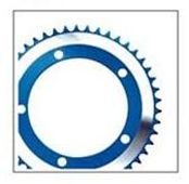 130mm BCD, 5H Road Chainring, 44T - Single Speed, 1/2" x 3/32", Alloy, Dark Blue, Lasco