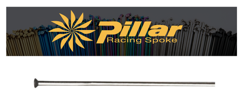 SPOKES - STRAIGHT PULL,  Pillar SILVER Spokes, 310mm ( NO THREAD ), 14 Gauge, Stainless Steel, (Sold Individually)