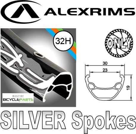 WHEEL - 29er Alex FR30 32H P/j Schrader Valve Black Rim, 8/10 SPEED Q/R (135mm OLD) 6 Bolt Disc Loose Ball Black Hub,  Mach 1 SILVER Spokes
