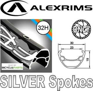 WHEEL - 29er Alex FR30 32H P/j Schrader Valve Black Rim, 8/10 SPEED Q/R (135mm OLD) 6 Bolt Disc Loose Ball Black Hub,  Mach 1 SILVER Spokes
