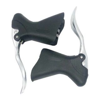 BRAKE LEVER - Promax Aero Aero Brake Lever, Alloy With Return Spring, SILVER With BLACK Hoods (Sold In Pairs)(Replacment Hoods #23700)