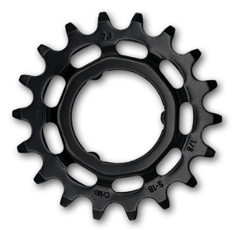 1/2 x 1/8" x 18T Sprocket R Shimano - Cr-Mo, Black, For E-Bike, Coaster & Internal Hubs, KMC
