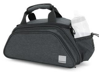 SAHOO  Rack Top Bag, 11L, Main pocket, 2 side zippered pockets open to become Pannier Bags, water bottle pocket, L40/W16/H21cm ,velcro attach, Black, WAXED 600D Nylon
