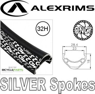 WHEEL  27.5/650b  Alex MD23 D/W 32H F/v Eyeletted D/s Rim, Q/R (100mm OLD) Centerlock Disc Sealed Novatec Hub, Mach1 Spokes, FRONT.  BLACK with SILVER Spokes