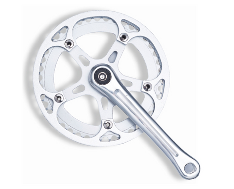 170mm x 3/32 x 44T Single Speed Chainwheel Set - 130 BCD, Double Chain Guard, Alloy, Silver