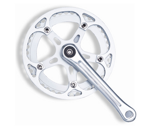 170mm x 3/32 x 44T Single Speed Chainwheel Set - 130 BCD, Double Chain Guard, Alloy, Silver