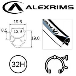 RIM 700c x 14mm - ALEX R450 - 32H - (622 x 14) - Presta Valve - Rim Brake - D/W - BLACK - MSW