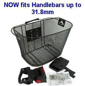 BASKET - Front, Mesh, With New Angle Adjustable Bracket, For Light Weight Cargo, Black, 25cm x 34cm x 25cm (25.4 to 31.8)