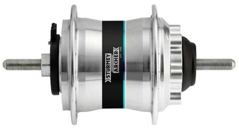 Sturmey Archer Front, 6 Bolt DISC Dynohub, 36H, OLD: 100mm. Nutted.  6V-2.4W, silver.