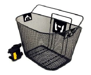 BASKET - Front, Mesh, With Fixed Angle Q/R Bracket, Black, 25cm x 34cm x 25cm