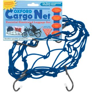 CARGO NET - Strong elasticated webbing, nylon coated, hardened steel hooks, 12" x 12", BLUE   - Oxford Product