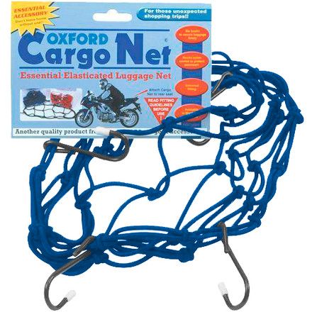 CARGO NET - Strong elasticated webbing, nylon coated, hardened steel hooks, 12" x 12", BLUE   - Oxford Product