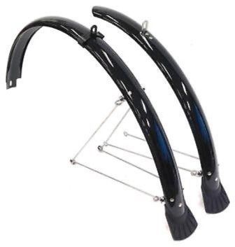 MUDGUARD SET  for 24" bikes, Front (w/1 stay) & Rear (w/2 stays) BLACK (50mm Wide) (Mounting bolts NOT included)