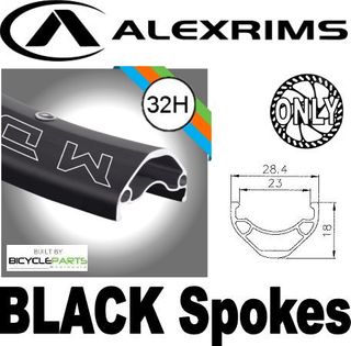 WHEEL - 27.5 / 650B Alex MD23 32H Black Rim, FRONT 15mm T/A (110mm OLD) Centerlock Disc Sealed KT E-MTB Boost Black Hub, BLACK Spokes