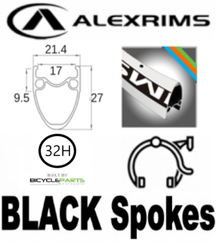 WHEEL - 700c Alex AT-510 32H Silver Rim, FRONT 12mm T/A (100mm OLD) Centerlock Disc Sealed KT GRAVEL Black Hub, BLACK Spokes