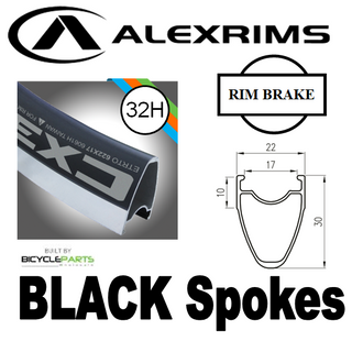 WHEEL - 700c Alex CX30 32H S/j Black Rim, FRONT 15mm T/A (110mm OLD) 6 Bolt Disc Sealed KT E-MTB Boost Black Hub, BLACK Spokes