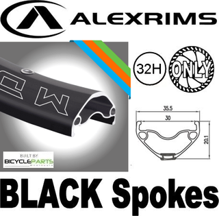 WHEEL - 27.5 / 650B Alex MD30 32H Black Rim, FRONT 15mm T/A (110mm OLD) Centerlock Disc Sealed KT E-MTB Boost Black Hub, BLACK Spokes