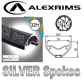 WHEEL - 26" Alex MD25 32H P/j Black Rim, FRONT 15mm T/A (110mm OLD) 6 Bolt Disc Sealed KT E-MTB Boost Black Hub, SILVER Spokes