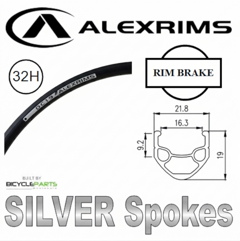 WHEEL - 700C Alex DC19 32H P/j Black Rim, FRONT 15mm T/A (110mm OLD) Centerlock Disc Sealed KT E-MTB Boost Black Hub, SILVER Spokes