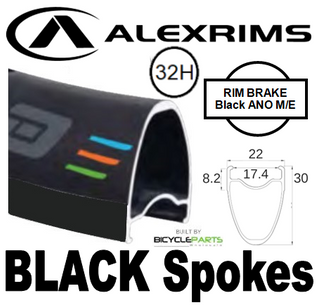 WHEEL - 700C Alex PRO30 32H W/j Black Rim, FRONT 15mm T/A (110mm OLD) 6 Bolt Disc Sealed KT E-MTB Boost Black Hub, BLACK Spokes