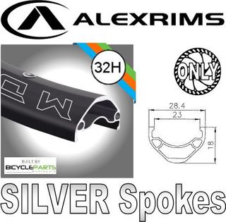 WHEEL - 27.5 / 650B Alex MD23 32H Black Rim, FRONT 15mm T/A (110mm OLD) Centerlock Disc Sealed KT E-MTB Boost Black Hub, SILVER Spokes